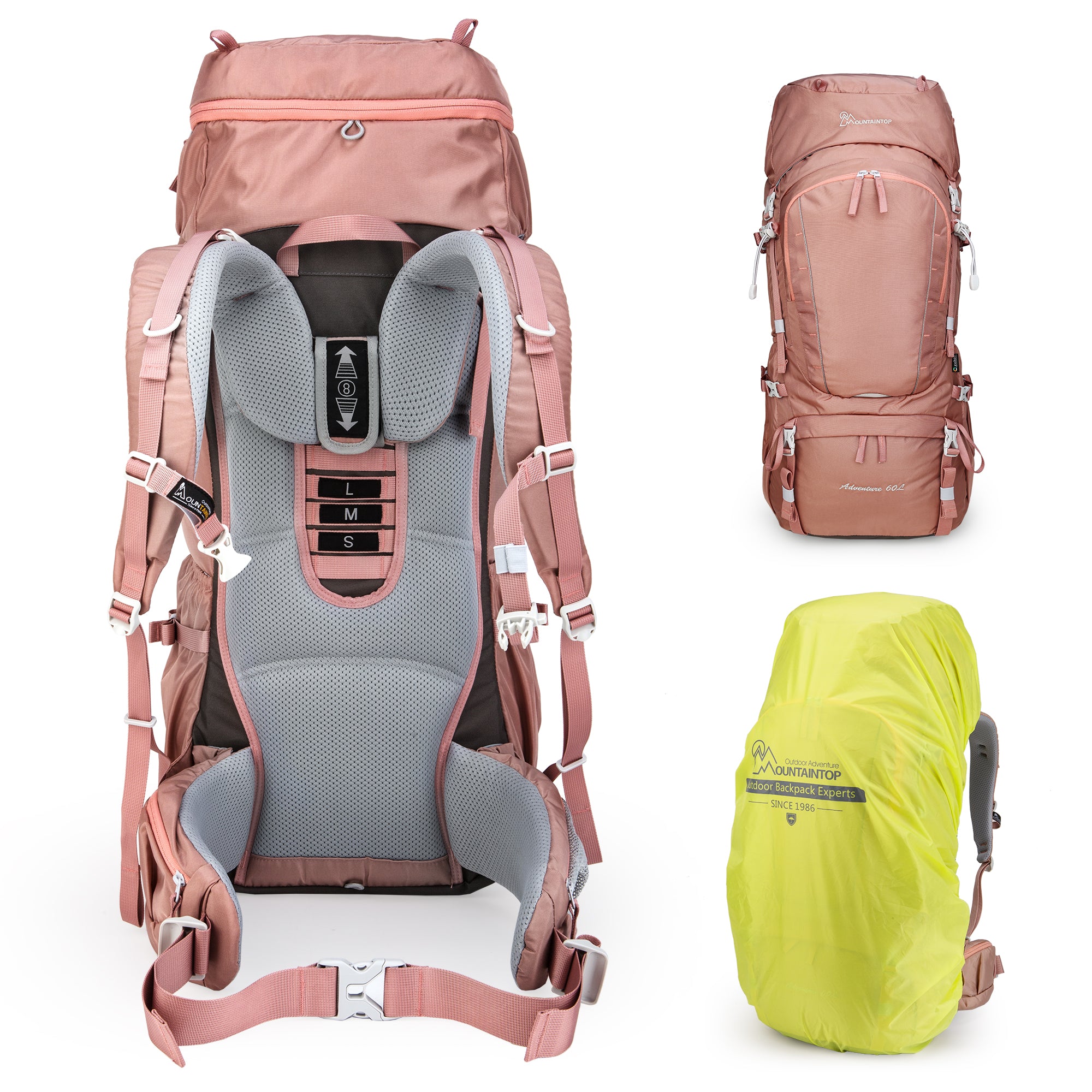 MOUNTAINTOP 60L Trekking Hiking Travel Backpack with Rain Cover (M6508-60L)