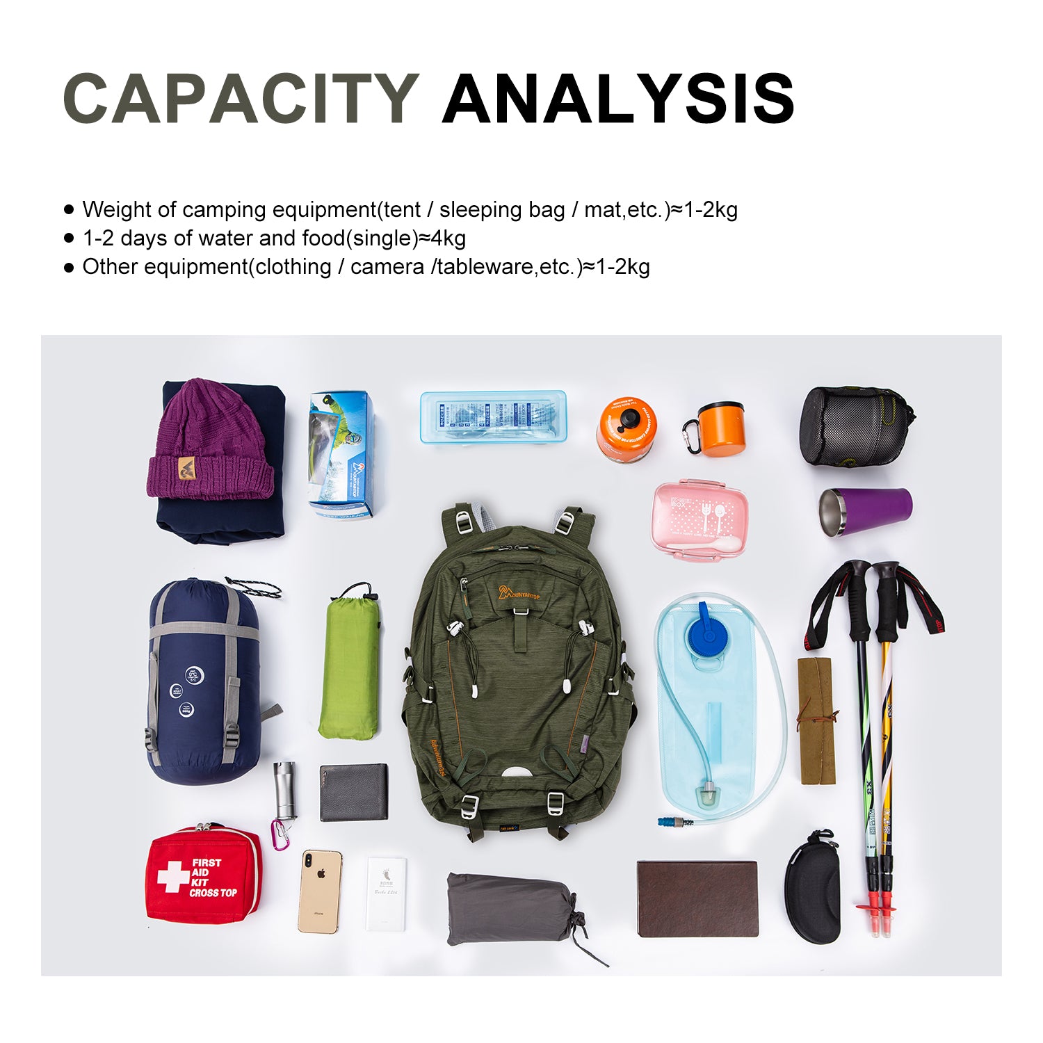 Camping Equipments,Large capacity hiking backpack,hiking gear for men