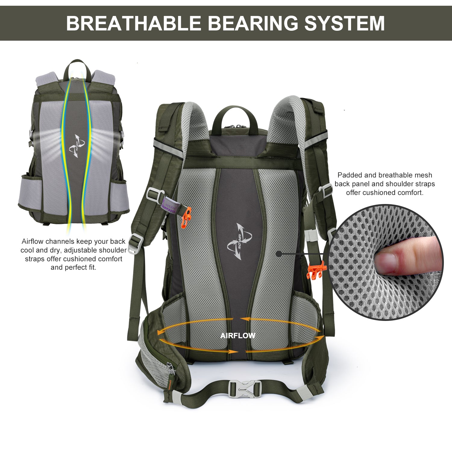 Breathable Bearing System,Airflow system,day hiking backpack