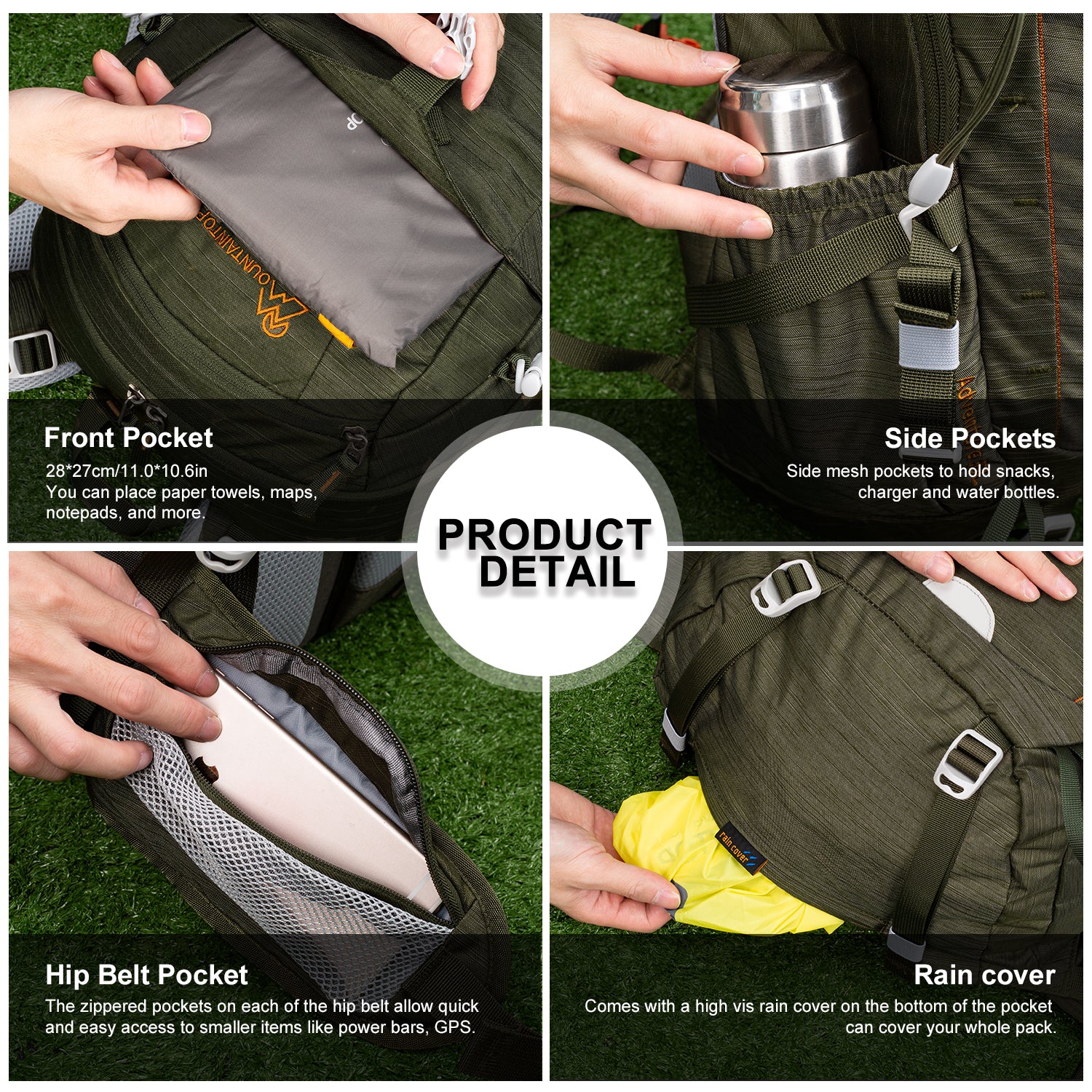 Backpack Detail,Backpack with rain cover,best day hiking backpack
